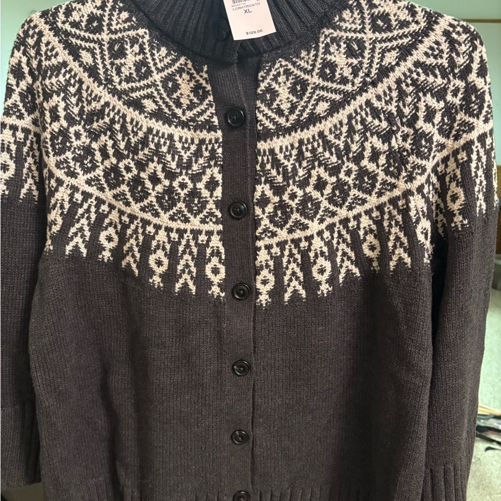 J Jill Women's Black and White Patterned Sweater